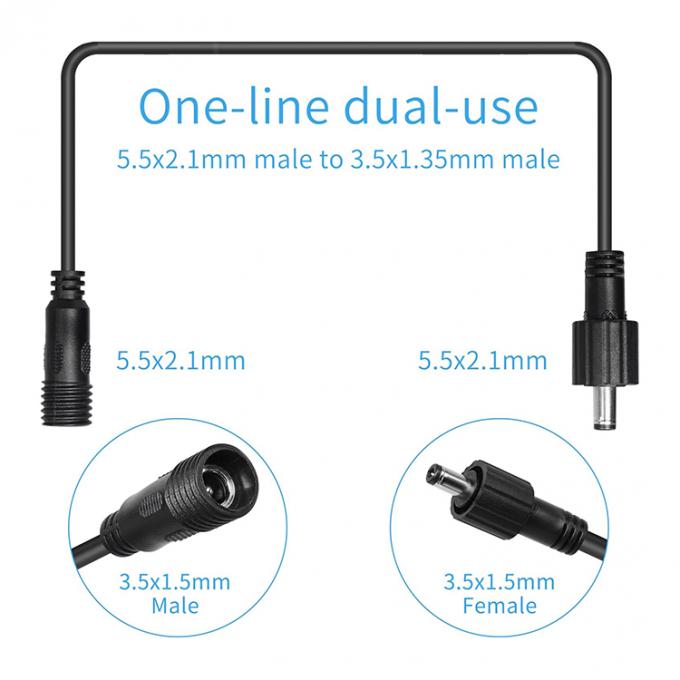 водонепроницаемый от мужчины до женщины DC Jack 5.5x2.1mm 5.5x2.5mm 3.5x1.35mm Кабель расширения питания для светодиодного света 2