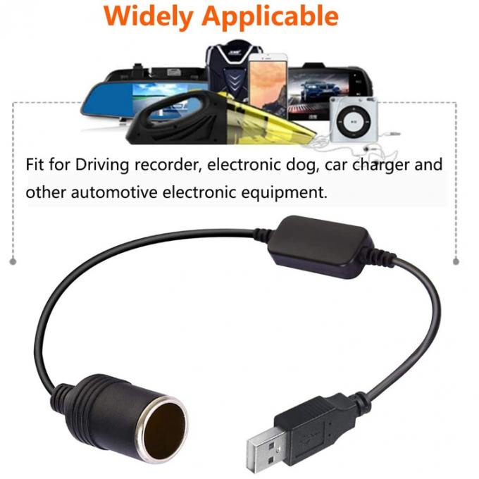 USB A Мужчина на 12В Автомобильный сигаретный зажигалка розетка Женщина кабель преобразователя питания 4