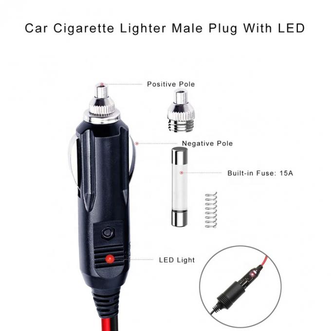 12V 24V 15A фитиль Автомобильный сигаретный зажигалка Мужской разъем с свинцовым консервированным проводом 2