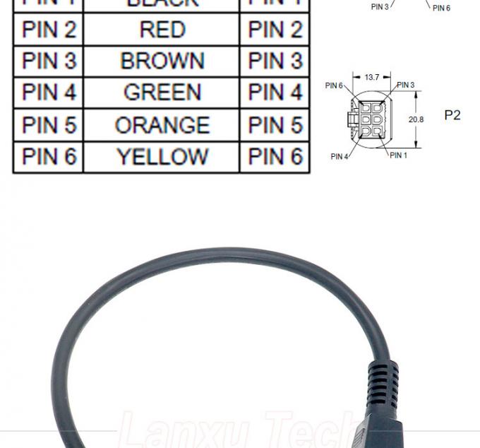 Сверхмольдированный мужской к мужскому 6 пин 2451350620 Molex Mini-Fit 4,2 мм кабель для сборки соединителя 1