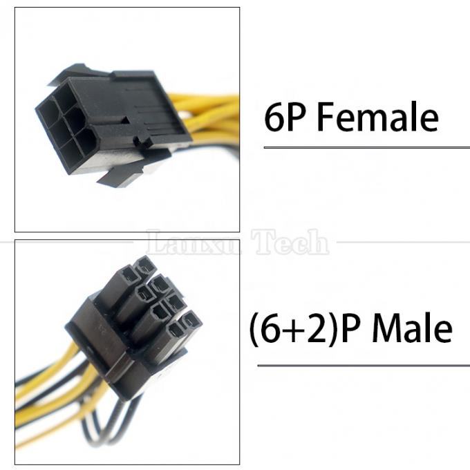 18AWG Pure Cooper Splitter 6 PIN Female to Dual 8 PIN 6+2 Male PCI Express PCIe кабель для графических карт GPU 1
