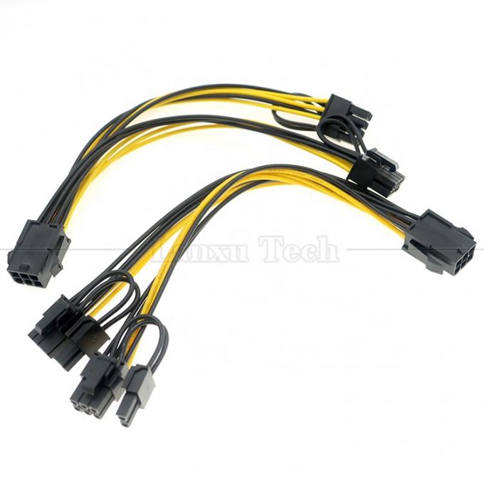18AWG Pure Cooper Splitter 6 PIN Female to Dual 8 PIN 6+2 Male PCI Express PCIe кабель для графических карт GPU 0