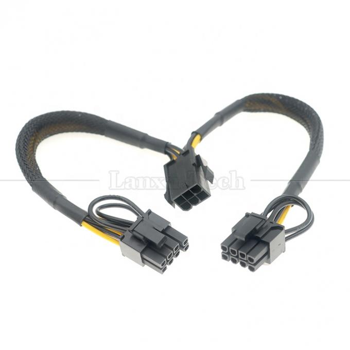 Рукав 18AWG Pure Cooper Y Splitter 6 Pin to Dual 8 Pin 6+2 PCI Express Power Adapter Расширение кабеля PCIe для графического процессора 0