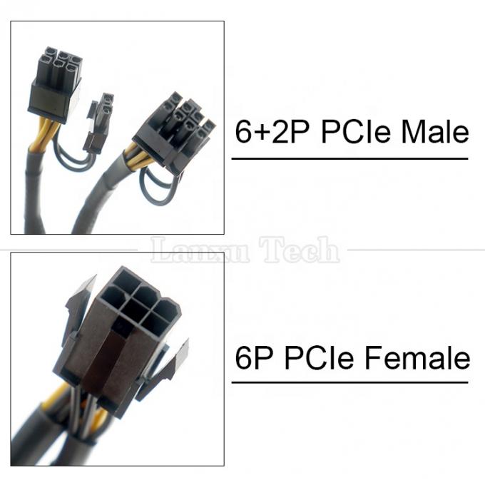 Рукав 18AWG Pure Cooper Y Splitter 6 Pin to Dual 8 Pin 6+2 PCI Express Power Adapter Расширение кабеля PCIe для графического процессора 1