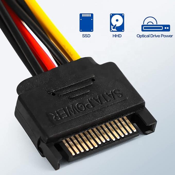 Sata 15 Pin Male to Dual Molex 4 Pin Lp4 IDE Female Hard Drive Power Y Adapter Converter Cable для твердотельных накопителей SSD 2