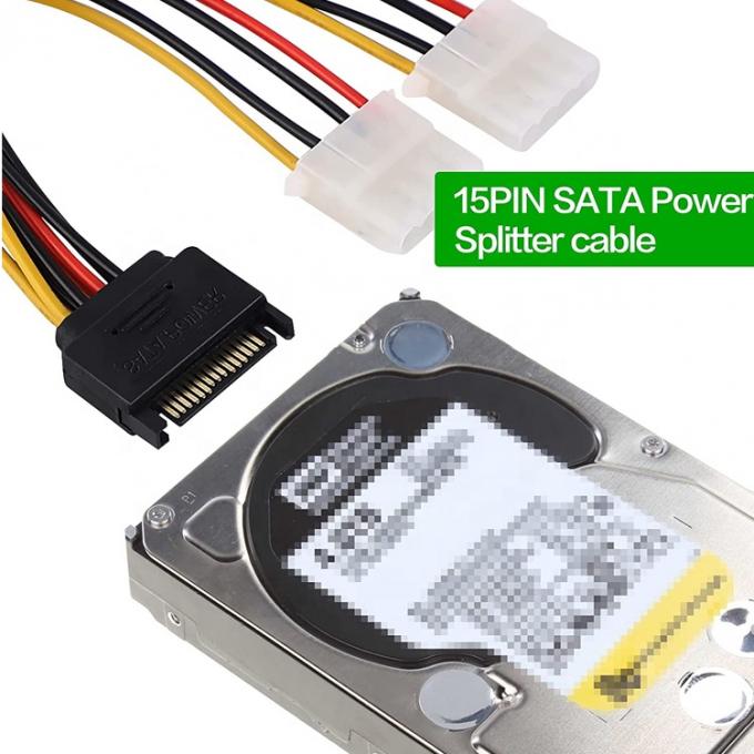 Sata 15 Pin Male to Dual Molex 4 Pin Lp4 IDE Female Hard Drive Power Y Adapter Converter Cable для твердотельных накопителей SSD 5