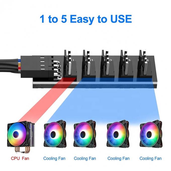 С 1 по 5 способов 4 пин Splitter PWM PC Fan Hub Кабель питания для ATX Computer Case 4 пин и 3 пин охлаждающие вентиляторы 2