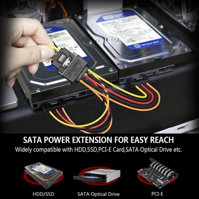 Мужчина на женщину данные Sata 15 Pin Power Y Splitter кабель для компьютера HDD SSD PC Case 0
