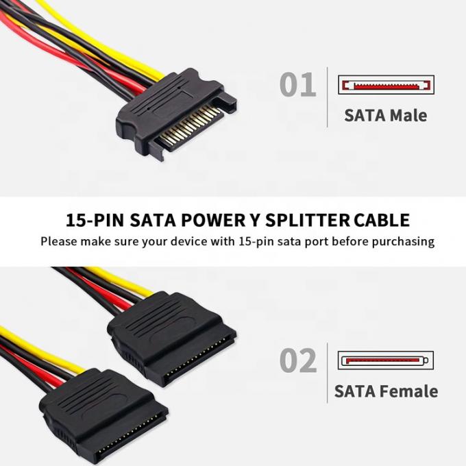 Мужчина на женщину данные Sata 15 Pin Power Y Splitter кабель для компьютера HDD SSD PC Case 3