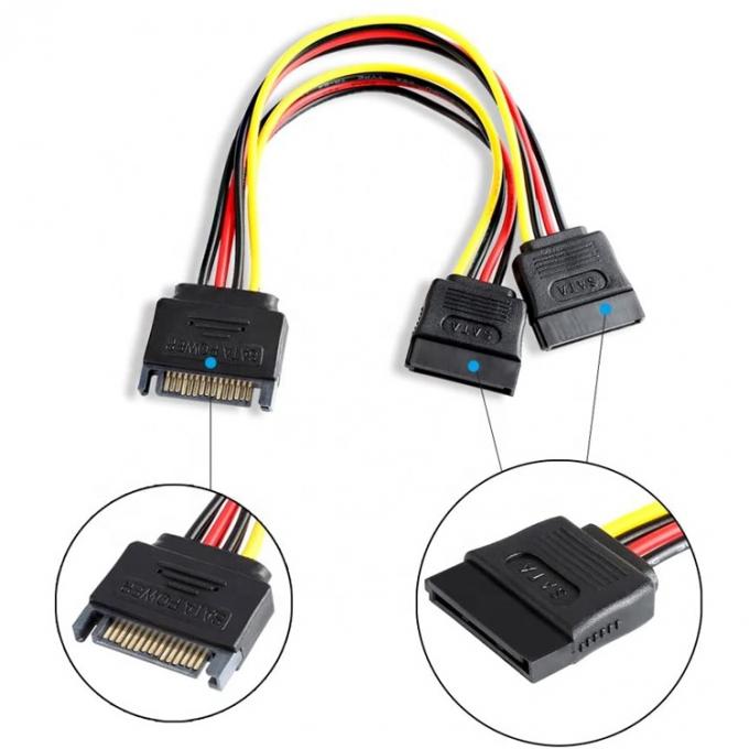 Мужчина на женщину данные Sata 15 Pin Power Y Splitter кабель для компьютера HDD SSD PC Case 2