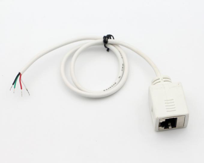 Настройка Белый женский RJ45 розетка для открытия Консервированная сварка 4 провода Голый конец кабеля с хвостом свиньи 4
