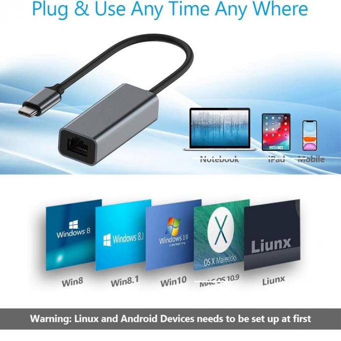 Подключение и воспроизведение USB 3.0 типа C мужской на Гигабит RJ45 Ethernet сетевой LAN адаптер для ноутбука 5