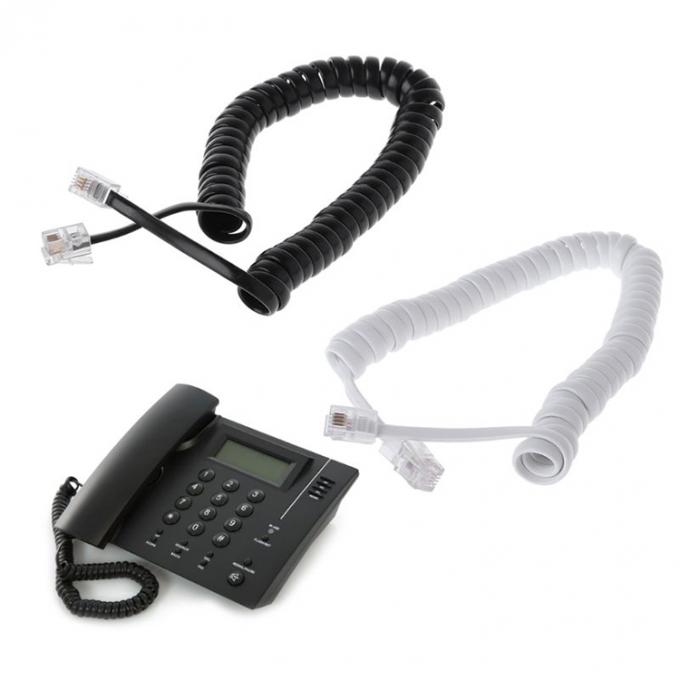 OEM Свернутая пружина 1м 2м 3м RJ9 4P4C RJ11 Черно-белый спиральный плоский Cat3 ADSL телефонный кабель 5
