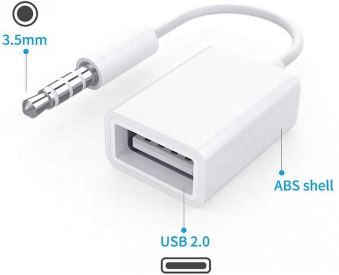 USB 2.0 Женщина на 3,5 мм Джек 3 полюса АУКС преобразователь адаптер для автомобильного аудио динамика 4
