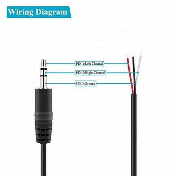 TRS 2 Pole Stereo Audio Jack 3,5 мм Мужчина подключается к снятой консервированной голубой проволоке 1