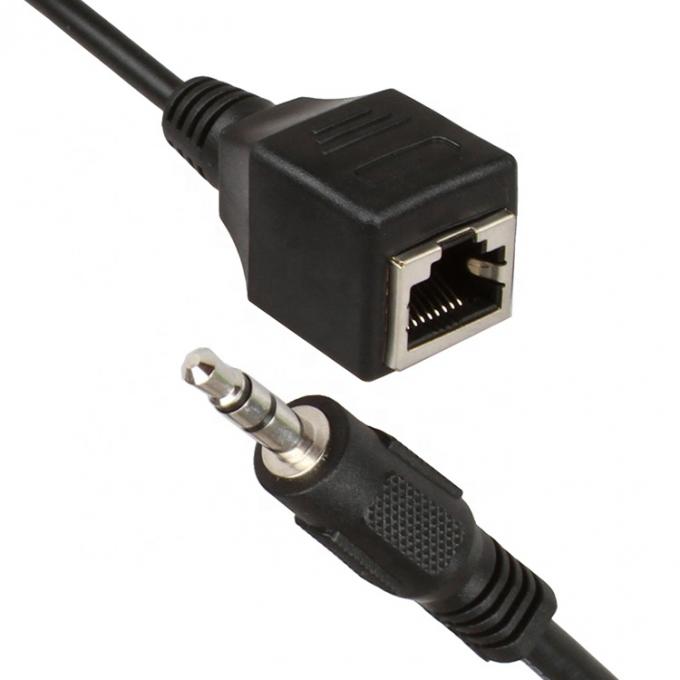 3.5mm Стерео аудио разъем на RJ45 женский разъем Cat5 Cat6 Cat7 Ethernet расширитель кабеля 0
