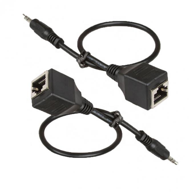 3.5mm Стерео аудио разъем на RJ45 женский разъем Cat5 Cat6 Cat7 Ethernet расширитель кабеля 4