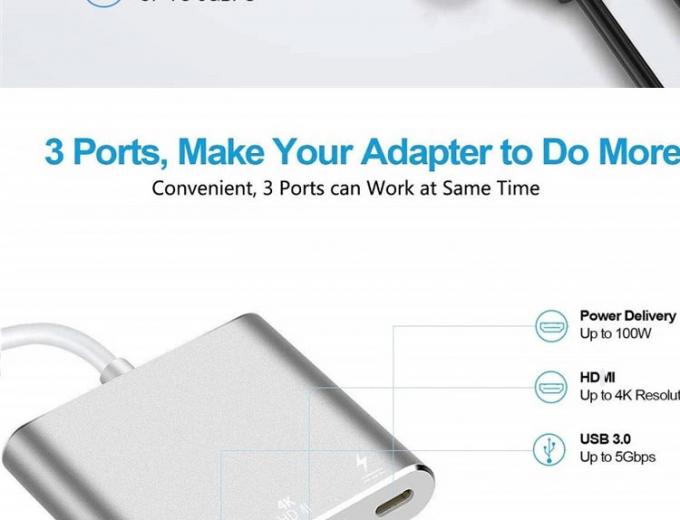 3 в 1 PD зарядка 4K 1080P USB Type C OTG Docking Station Hub Adapter 1