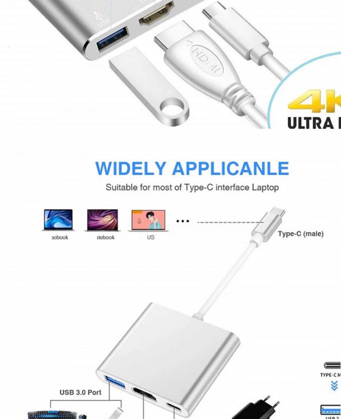 3 в 1 PD зарядка 4K 1080P USB Type C OTG Docking Station Hub Adapter 2