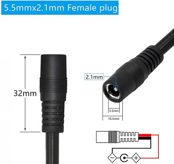 12V 24V DC Jack 2.1x5.5mm Мужчина Женщина соединитель сотового ствола для открытия кабеля питания DC Pigtail 4