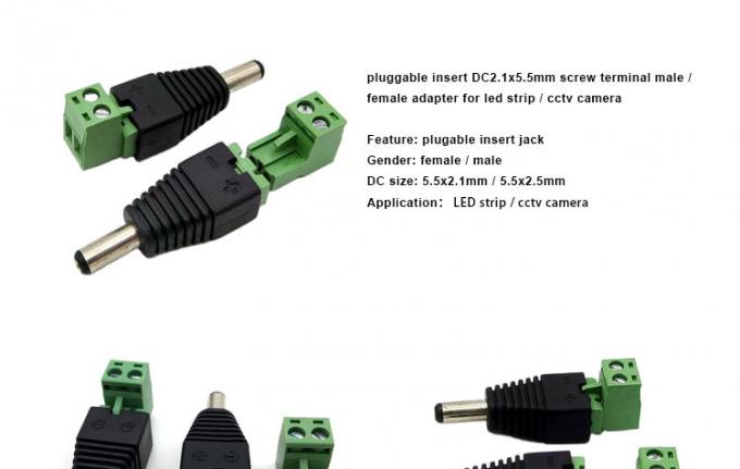 Вставка без сварки Мужчина Женщина 2.1 X 5.5 мм DC Jack Connector Power Terminal Plug Adapter для светодиодной ленты CCTV Камера 0