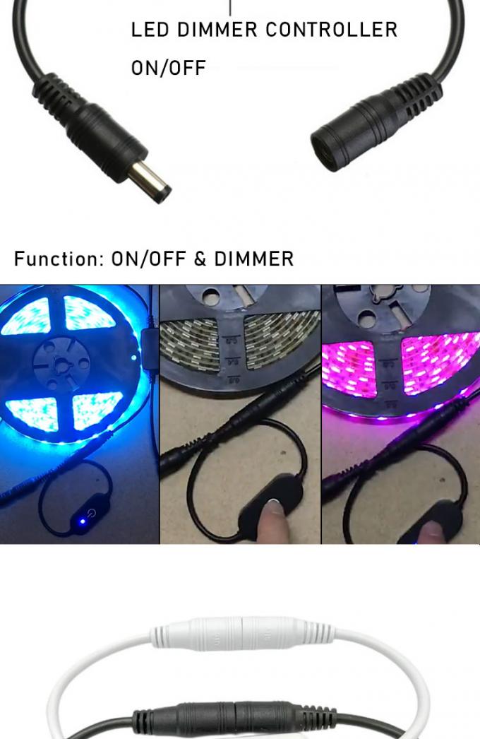 12v 24v сенсорный контроллер мужчина-женщина DC 5.5x2.1 мм включенный и выключенный Диммерный переключатель для светодиодных полос 2
