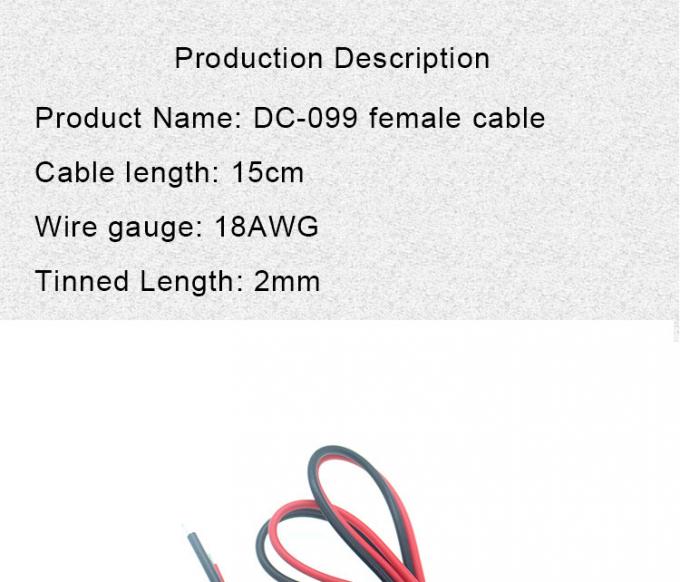 18AWG 10A Металлическая нить женского разъема DC099 5.5x2.1mm 5.5x2.5mm панель монтажный соединитель Pigtail DC Power Jack кабель 1