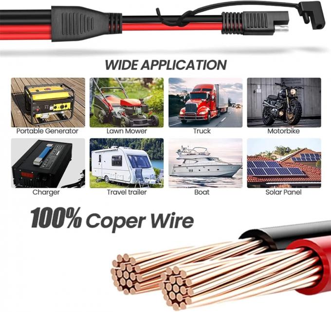 14AWG SAE DC Power Automotive Connector Cable Y Splitter 1 до 2 SAE расширительный кабель для RV Caravan Солнечные панели Заряд батареи 5
