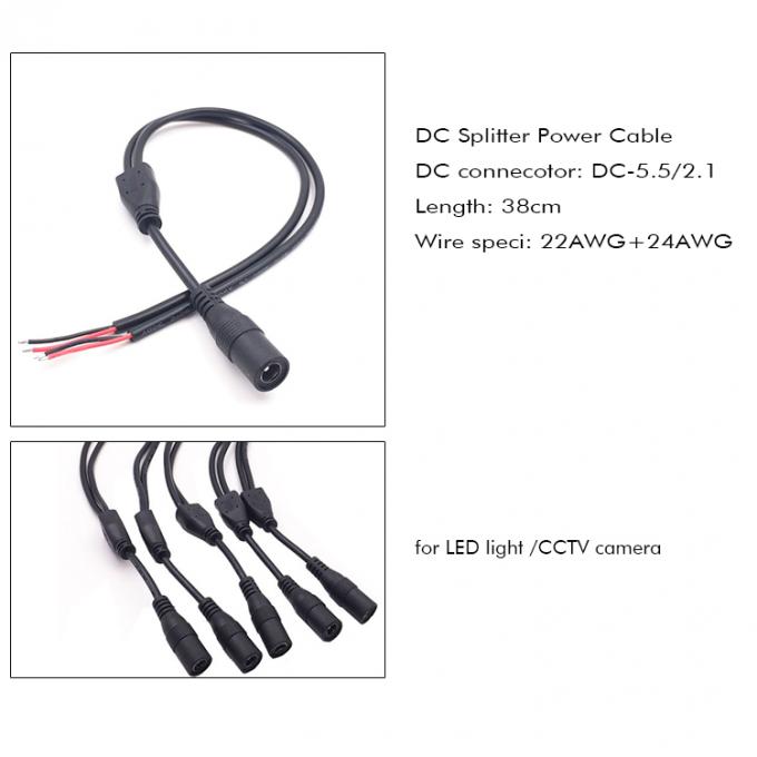 DC Мужчина Женщина 5.5x2.1mm Jack Splitter Расширение кабеля питания для светодиодного света CCTV Камера 5