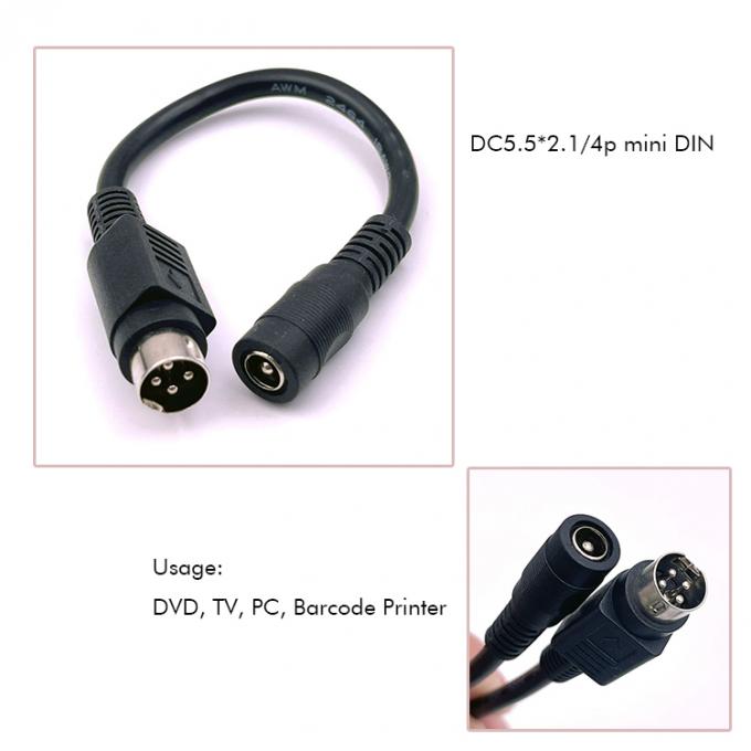 4 штифта Mini DIN в DC Jack женский 5.5x2.1 мм кабель расширения питания для камеры DVD телевизора ПК штрих-код принтер 2