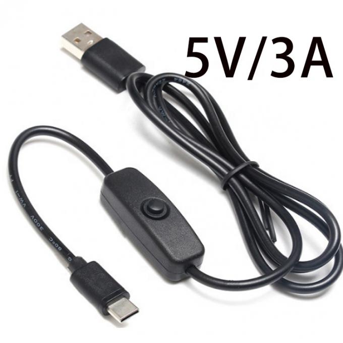 1m 5V 3A USB Type C кабель с переключателем ОТ для Raspberry Pi 0