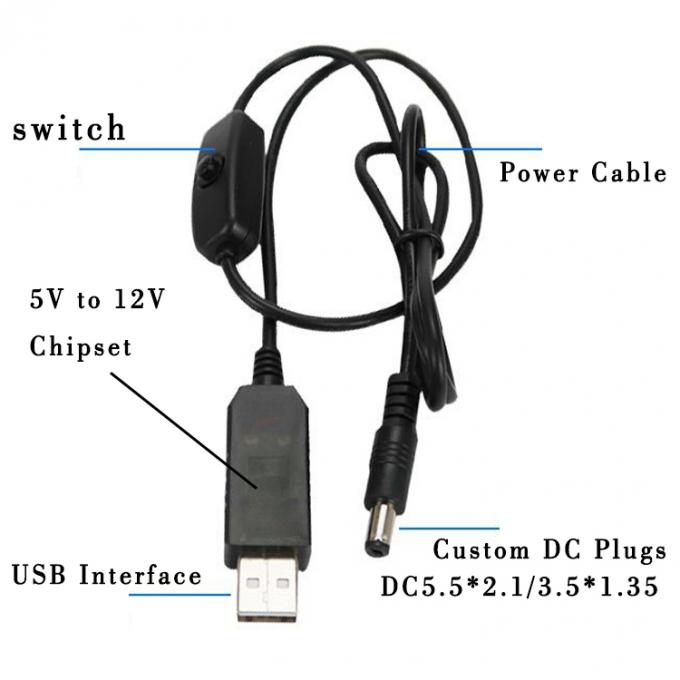 Высококачественный бустер 5V USB до 12V 9V DC 5,5x2,1 мм Баррельный зарядный аппарат Jack Power Charger ON OFF кабель с переключателем для маршрутизатора вентилятора светодиодной ленты 1