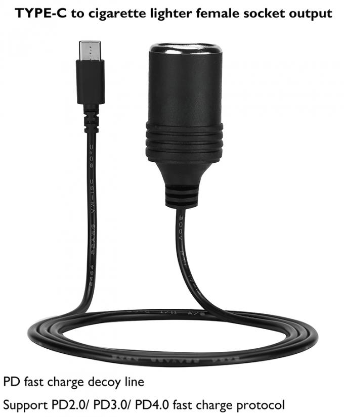 PD зарядка 12в выход USB тип C мужчина сигаретный зажигалка женский розетка электрический адаптер кабель для автомобиля 3