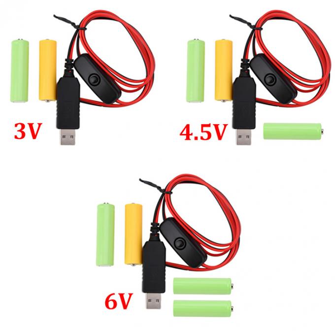 1.5v 3v 4.5v 6v LR6 AA LR03 AAA Удаление батареи Заменить USB переключатель ON OFF кабель зарядного устройства для светодиодного света электронные игрушки 0