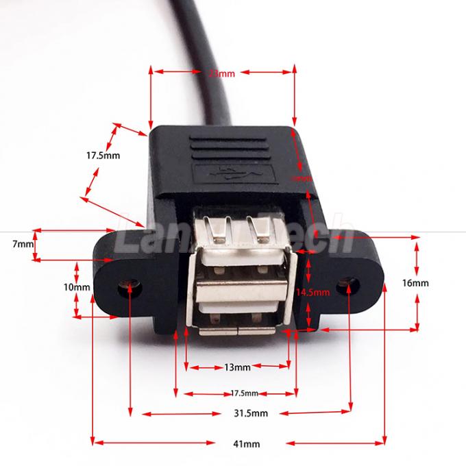 Двойной USB типа A 2 портов панель монтаж USB на Dupont 9 штифтов заголовка соединителя проволока 2