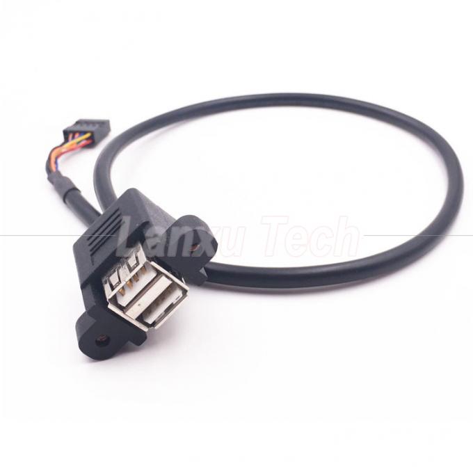 Двойной USB типа A 2 портов панель монтаж USB на Dupont 9 штифтов заголовка соединителя проволока 6