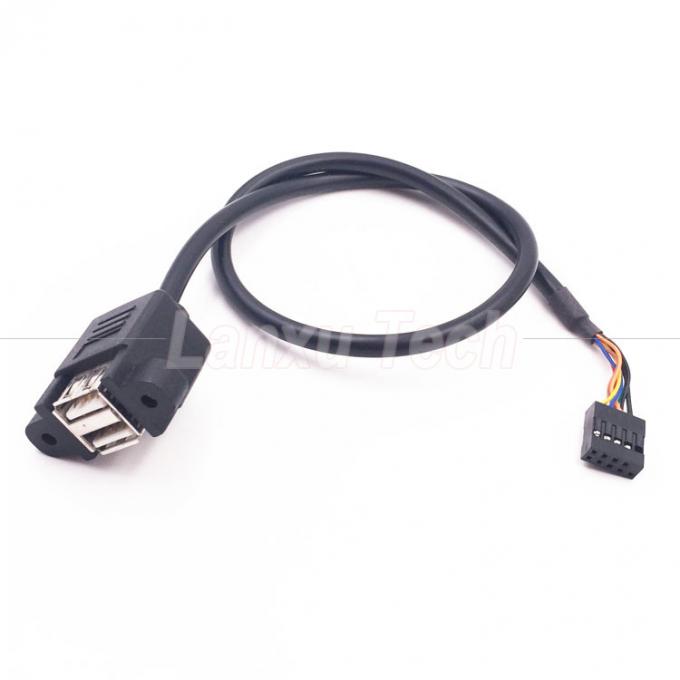 Двойной USB типа A 2 портов панель монтаж USB на Dupont 9 штифтов заголовка соединителя проволока 4