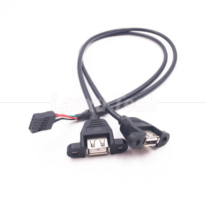 Двойной USB типа A 2 портов панель монтаж USB на Dupont соединитель проволочный кабель 1