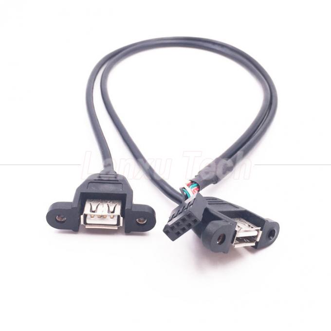 Двойной USB типа A 2 портов панель монтаж USB на Dupont соединитель проволочный кабель 3