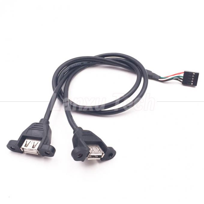 Двойной USB типа A 2 портов панель монтаж USB на Dupont соединитель проволочный кабель 5