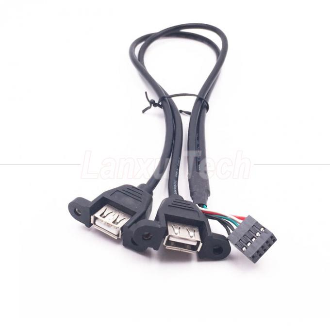 Двойной USB типа A 2 портов панель монтаж USB на Dupont соединитель проволочный кабель 4