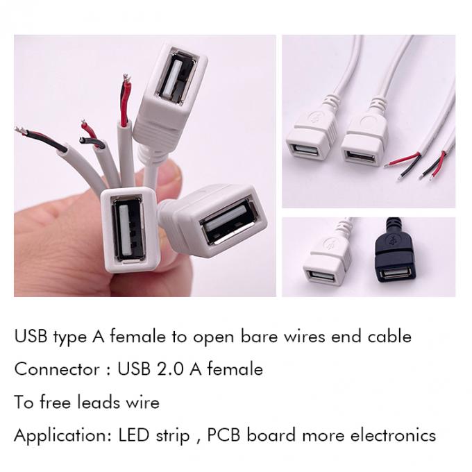 5В белый USB женский для открытия голых проводов конец кабеля для светодиодной ленты 2