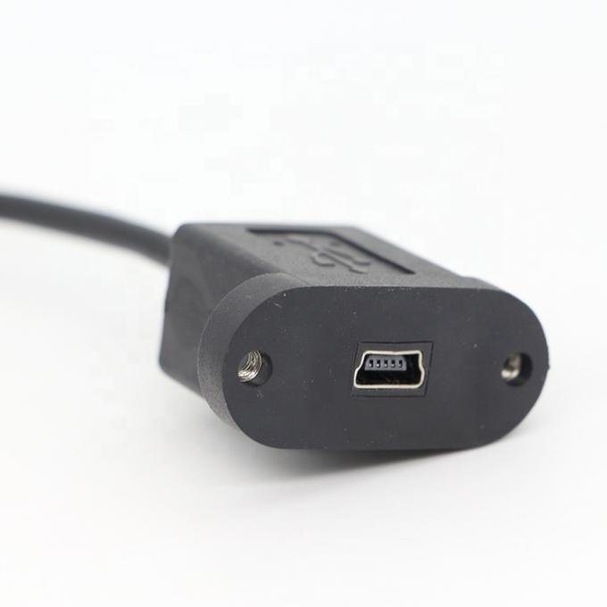 Винтовая блокировка 90 градусов прямой угол мужчина к женщине мини-USB панель монтаж расширительный кабель 4