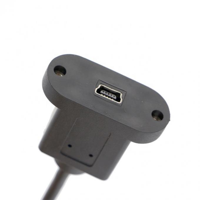 Винтовая блокировка 90 градусов прямой угол мужчина к женщине мини-USB панель монтаж расширительный кабель 3