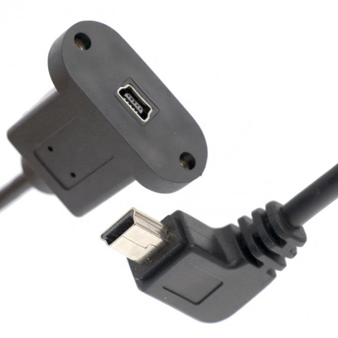 Винтовая блокировка 90 градусов прямой угол мужчина к женщине мини-USB панель монтаж расширительный кабель 2