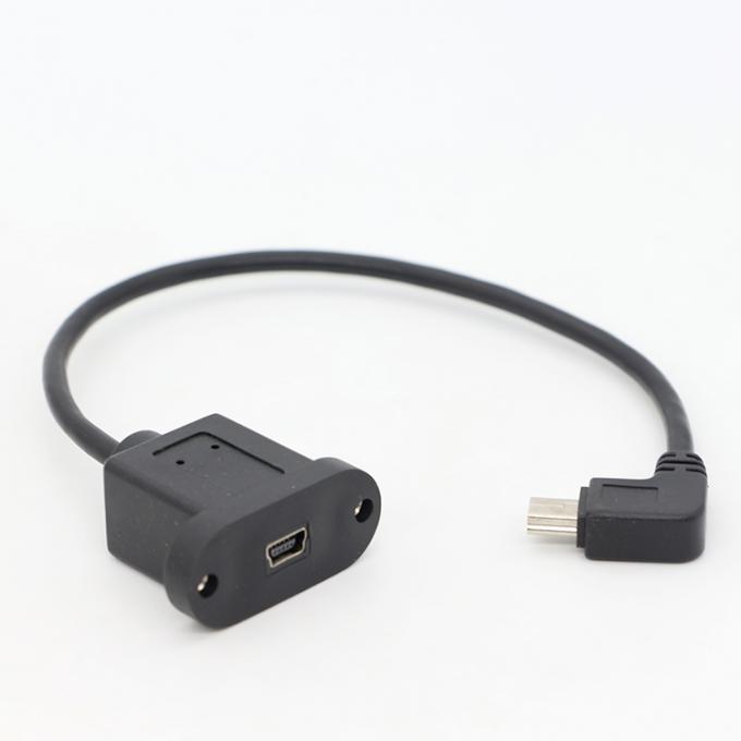 Винтовая блокировка 90 градусов прямой угол мужчина к женщине мини-USB панель монтаж расширительный кабель 1