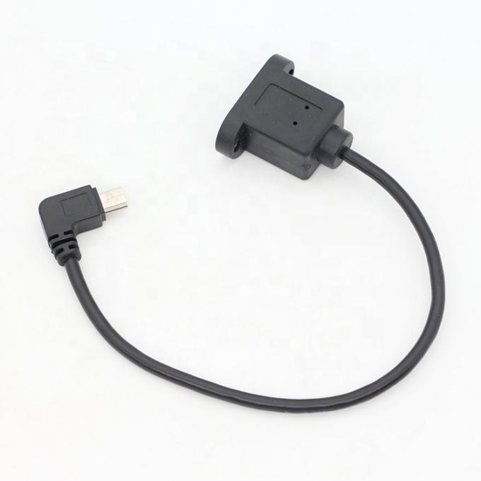 Винтовая блокировка 90 градусов прямой угол мужчина к женщине мини-USB панель монтаж расширительный кабель 7