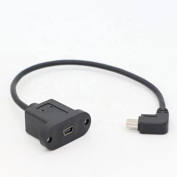 Винтовая блокировка 90 градусов прямой угол мужчина к женщине мини-USB панель монтаж расширительный кабель 6