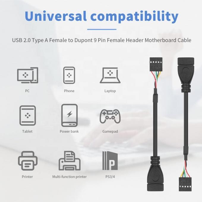 USB тип А женский на 9 штифтов Dupont женский заголовок адаптер кабеля материнской платы 4