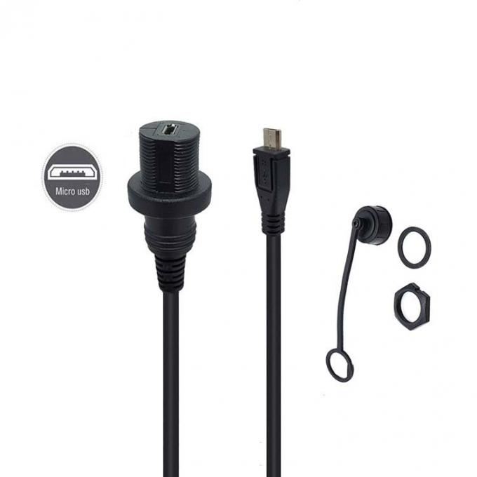 Мини-USB мужской на микро-USB женский водонепроницаемый расширительный кабель с плавным монтажным панелем для автомобиля грузовик лодка мотоцикл компьютер 0